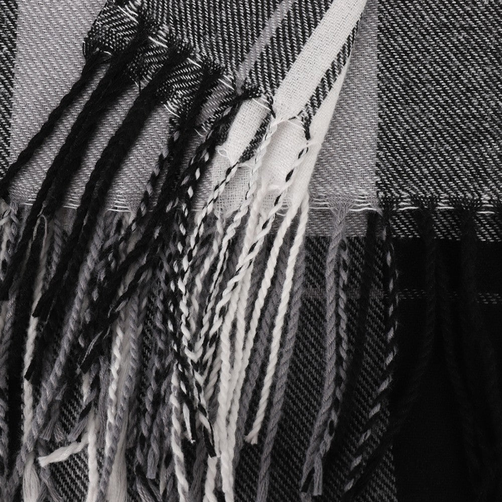 GREY The Aberdeen Luxe 100% Cashmere Scarf – Oversized Checked Pattern Wrap | 200 x 70 cm