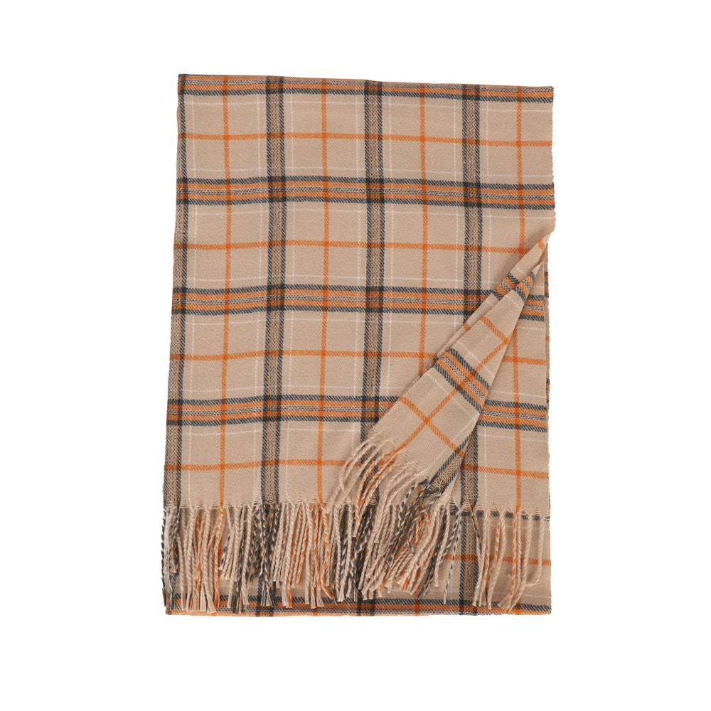 Beige Edinburgh Heritage 100% Cashmere Scarf – Classic Checked Pattern Wrap | 200 x 70 cm