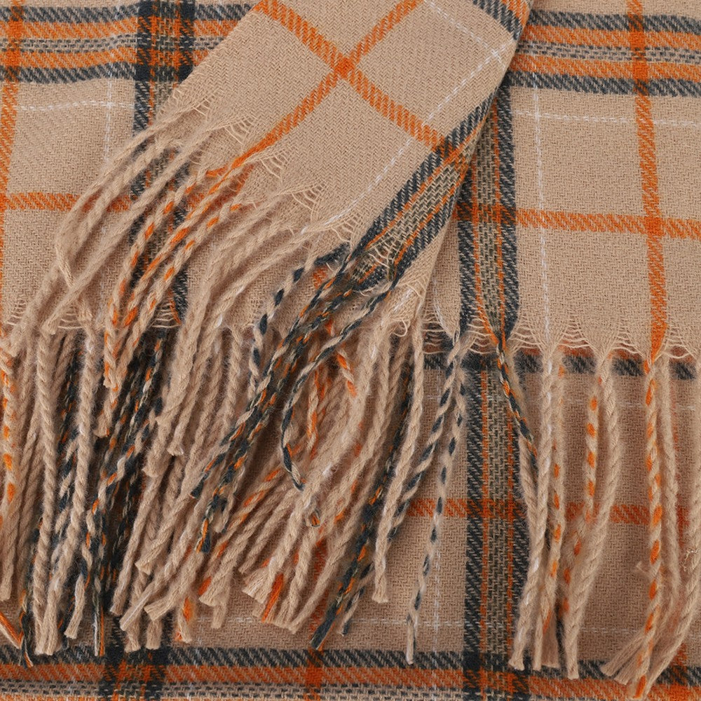 Beige Edinburgh Heritage 100% Cashmere Scarf – Classic Checked Pattern Wrap | 200 x 70 cm
