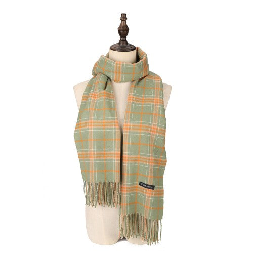 Green Edinburgh Heritage 100% Cashmere Scarf – Classic Checked Pattern Wrap | 200 x 70 cm