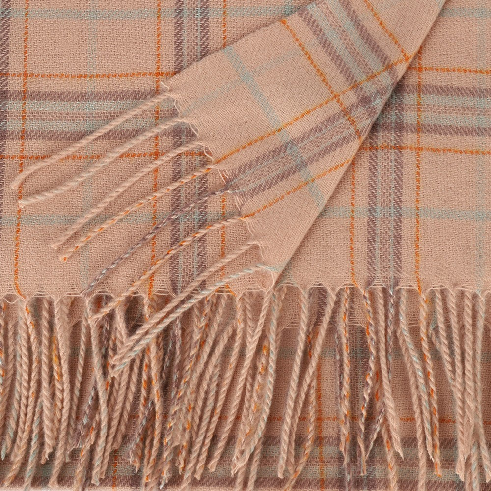 PINK Edinburgh Heritage 100% Cashmere Scarf – Classic Checked Pattern Wrap | 200 x 70 cm