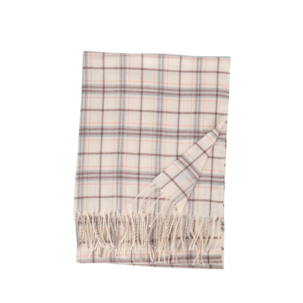 WHITE Edinburgh Heritage 100% Cashmere Scarf – Classic Checked Pattern Wrap | 200 x 70 cm
