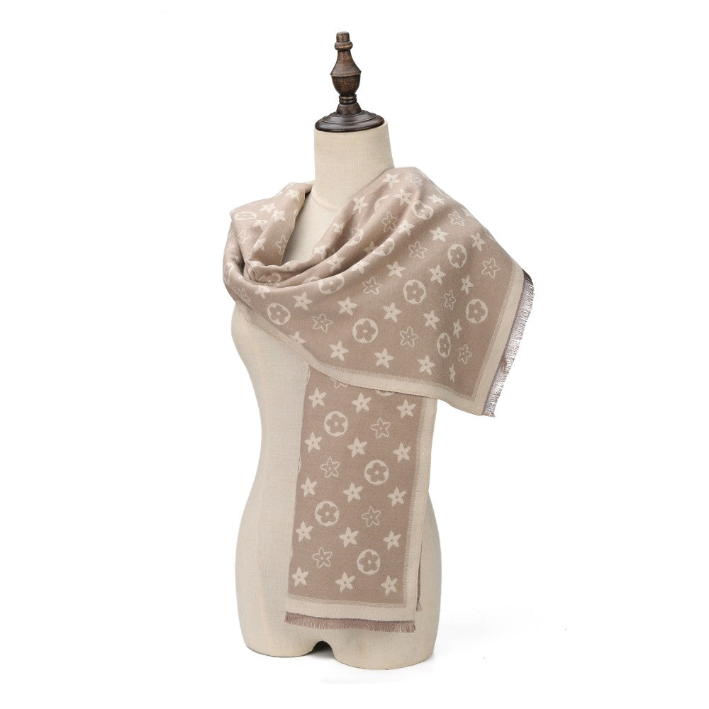 Celeste Star Pattern Reversible Cotton Scarf