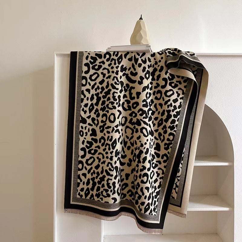 WHITE The Savannah Luxe Animal Print Scarf – Bold Designer-Inspired Wrap | 200 x 70 cm | Premium Cashmere Blend