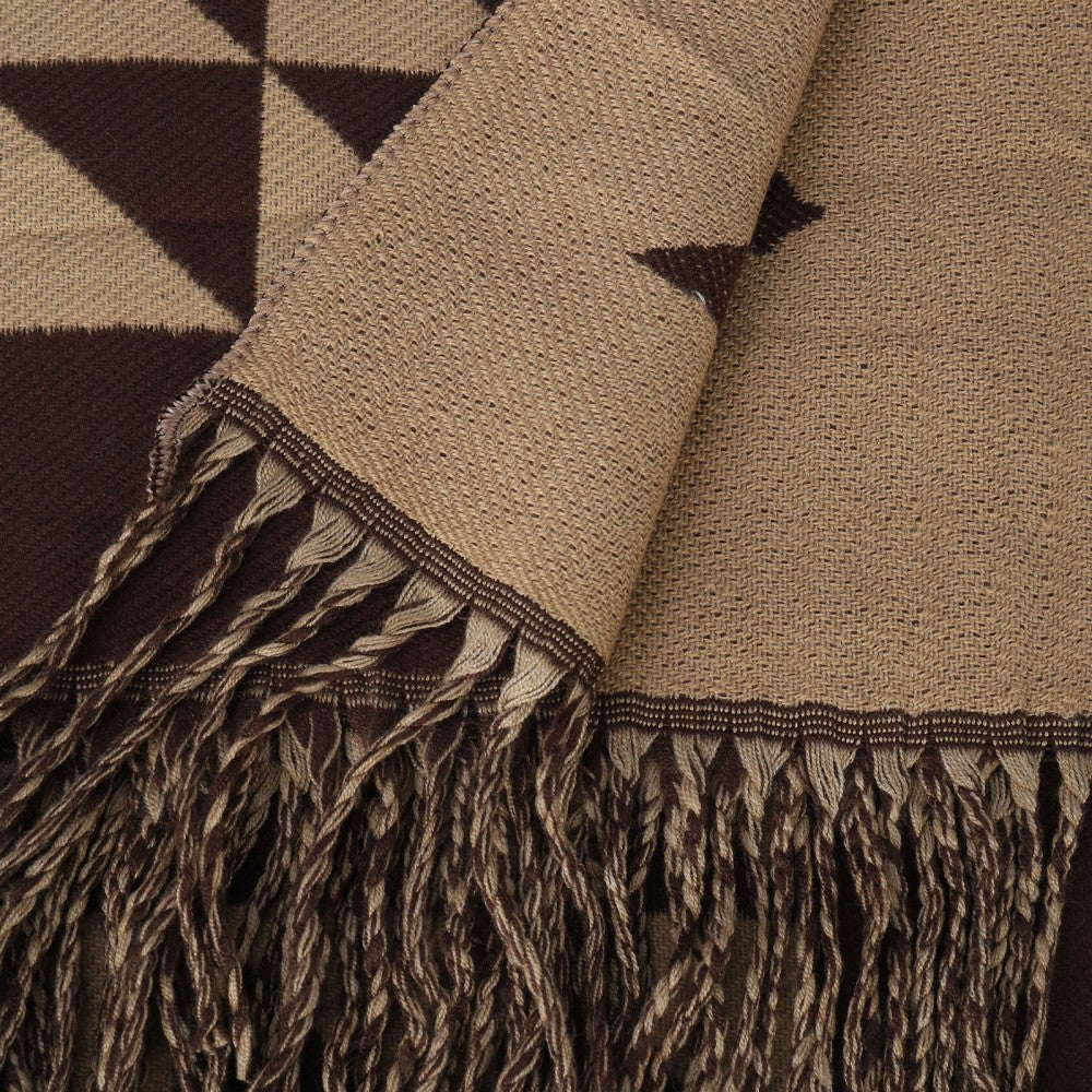 Heritage Geo Cashmere Scarf – Luxury Soft Oversized Winter Wrap with Fringe