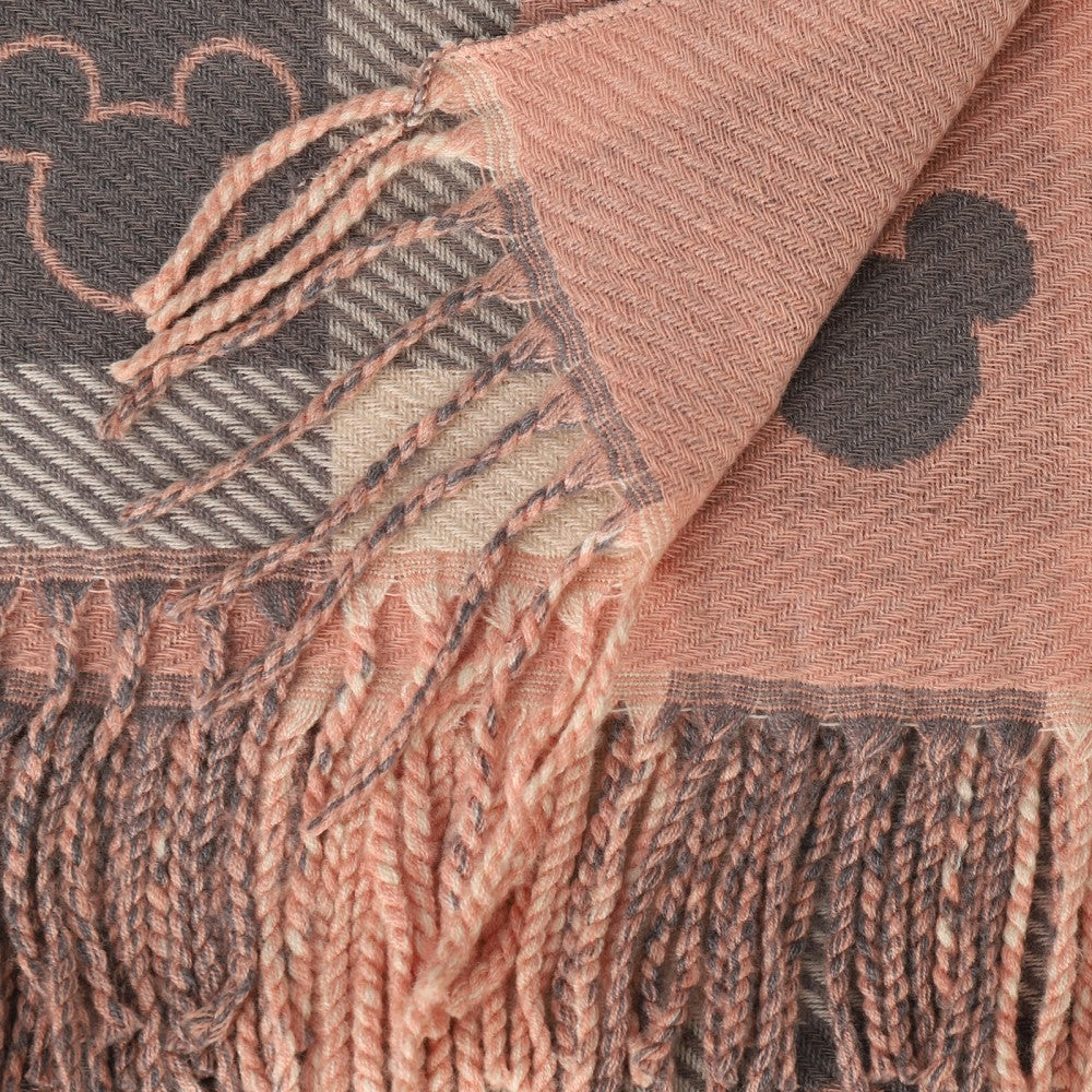GREY Luxury Checkered Mickey Pattern Cashmere Scarf Wrap – Soft Fringe Shawl for Women
