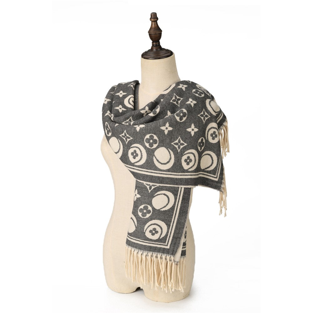 GREY Nova Monogram Fringe Cashmere Scarf