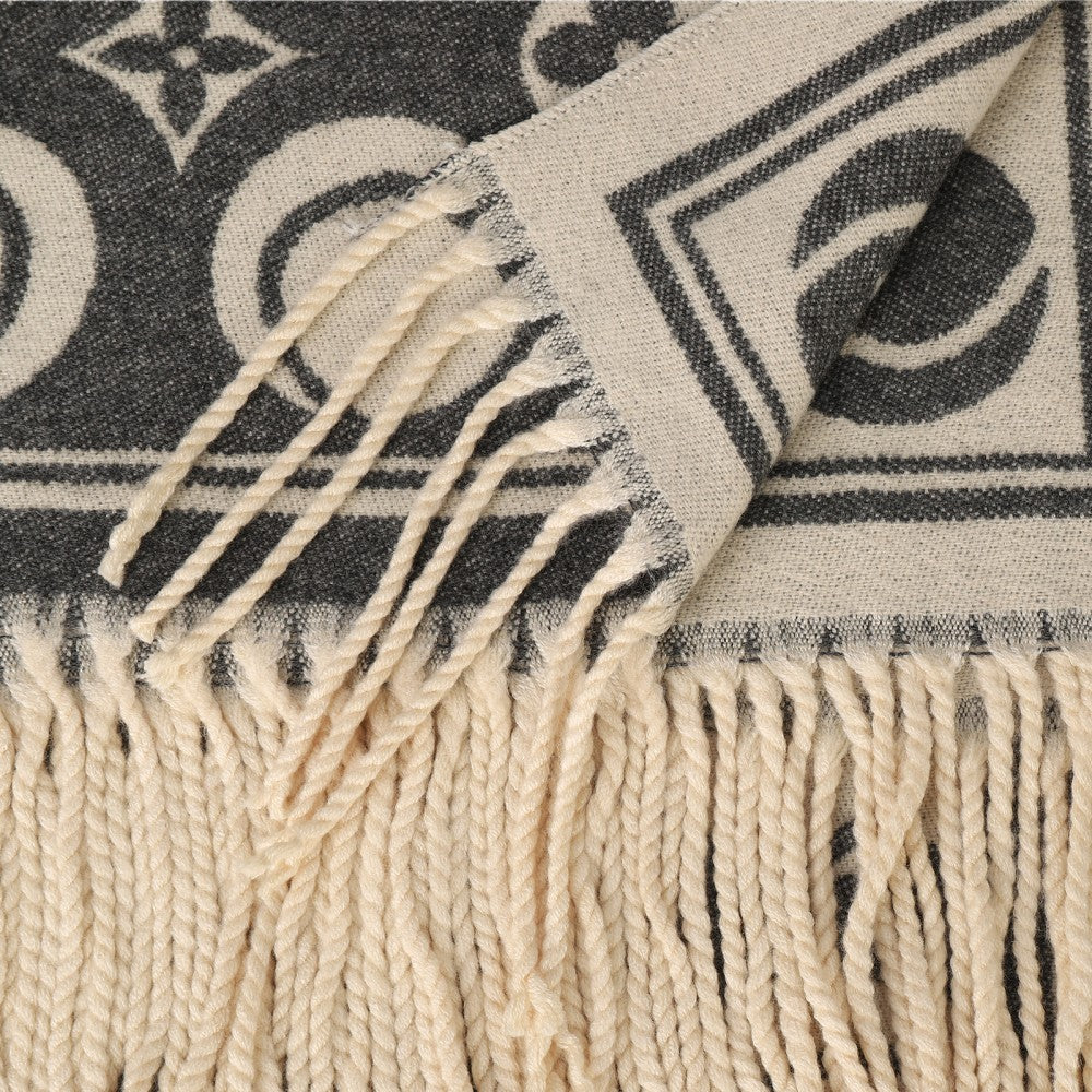 GREY Nova Monogram Fringe Cashmere Scarf