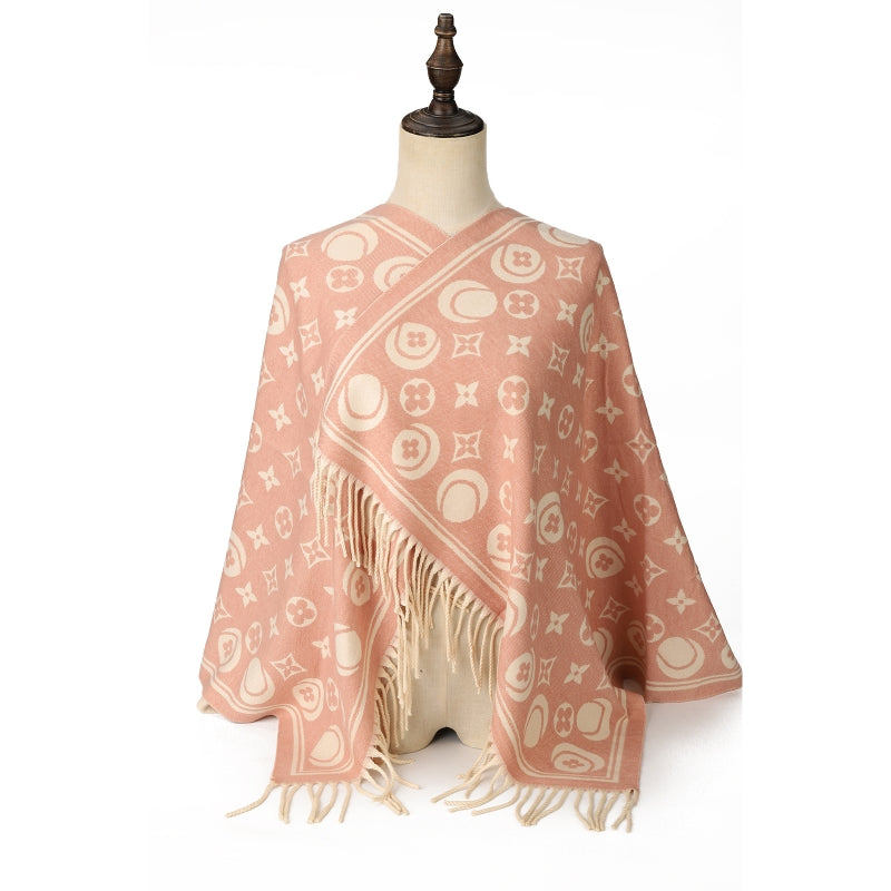 PINK Nova Monogram Fringe Cashmere Scarf