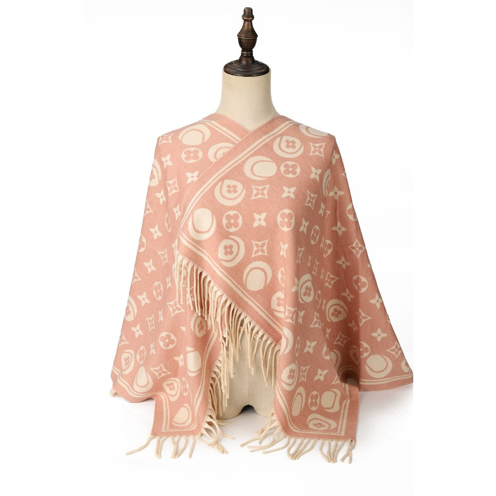 PINK Nova Monogram Fringe Cashmere Scarf