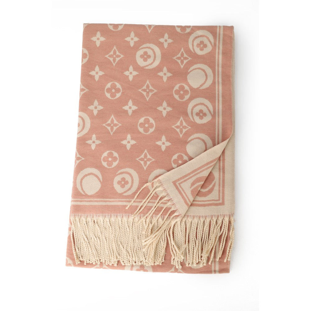 PINK Nova Monogram Fringe Cashmere Scarf
