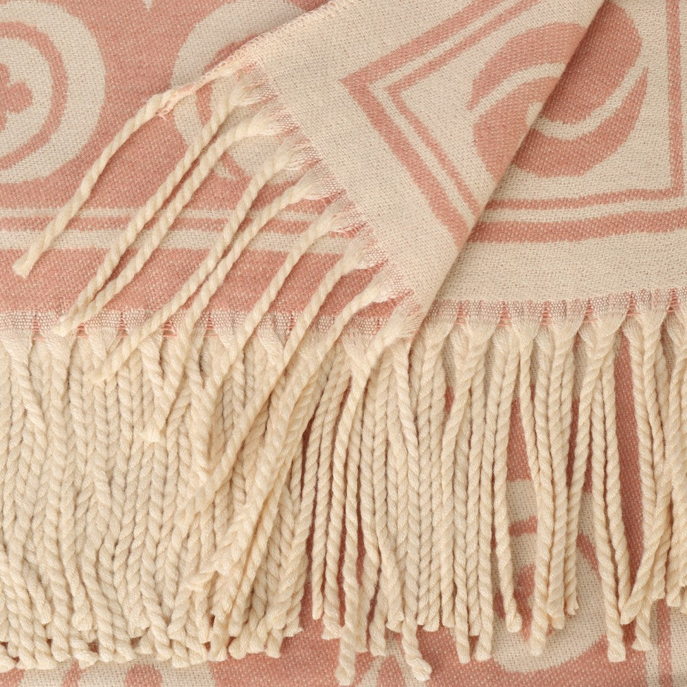 PINK Nova Monogram Fringe Cashmere Scarf