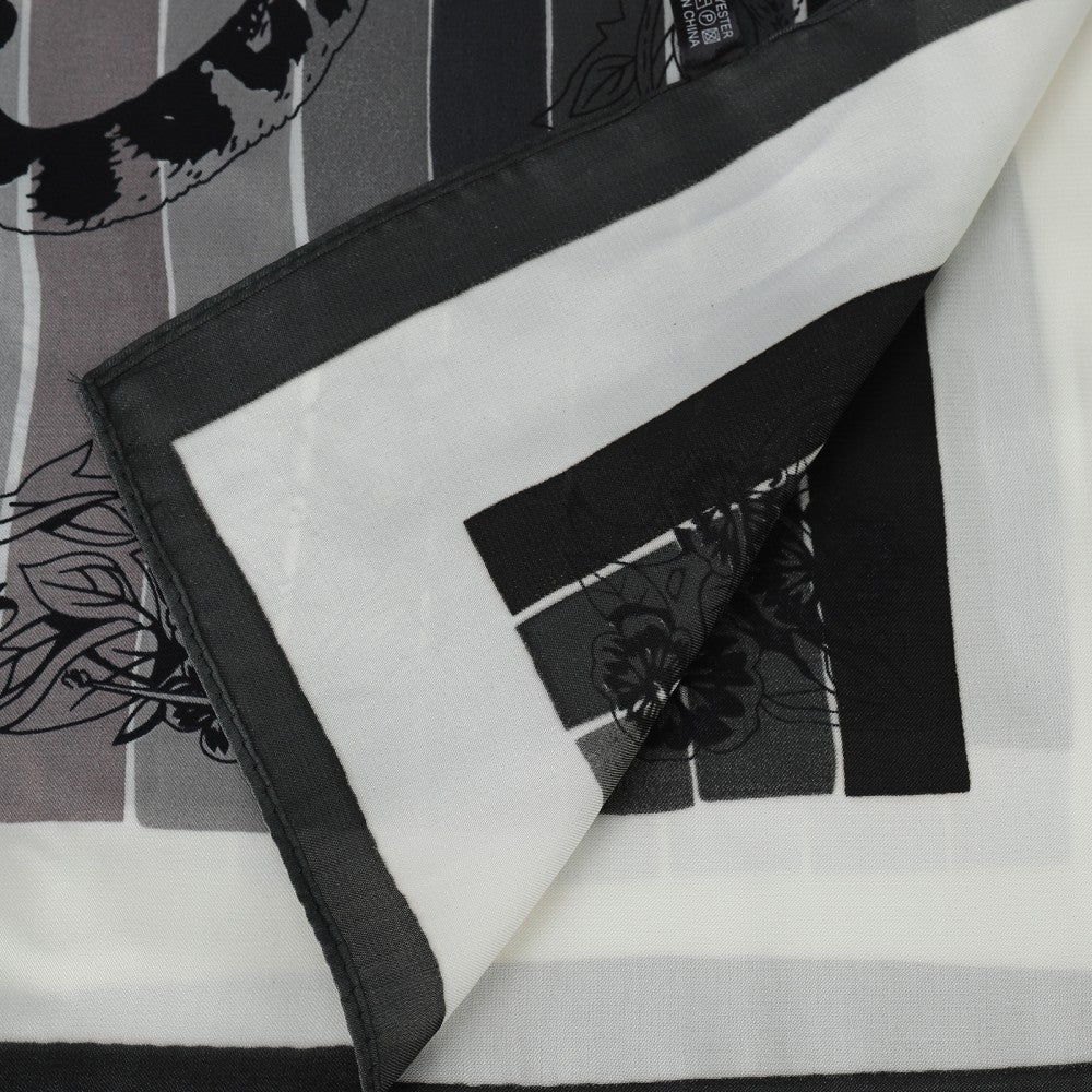 Luxury Black Printed Square Scarf – 70cm x 70cm