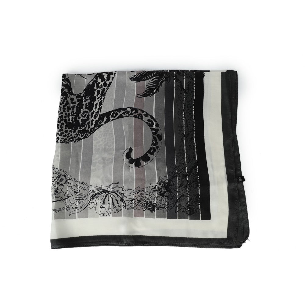 Luxury Black Printed Square Scarf – 70cm x 70cm