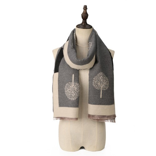 GREY The Florence Bloom 100% Cotton Scarf – Botanical Print Wrap Shawl | 190 x 70 cm | Lightweight & Breathable