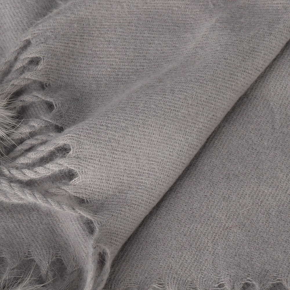 GREY Luxury Cashmere Pom Pom Scarf – Soft Warm Winter Shawl with Fringe Tassels