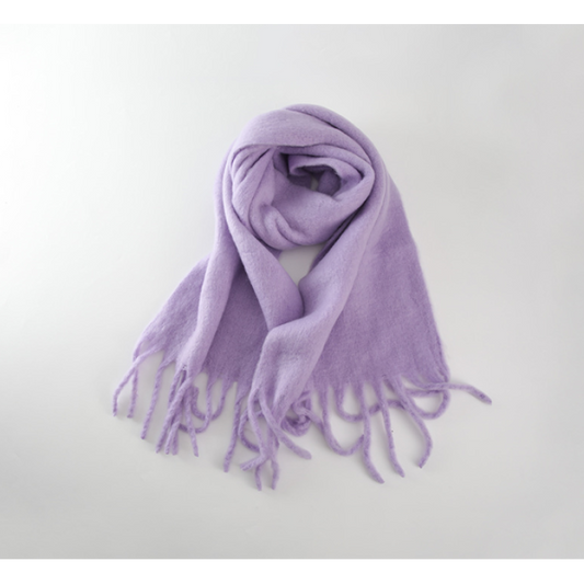 PURPLE Soft Cashmere Winter Scarf – Oversized Warm Tassel Shawl for Women