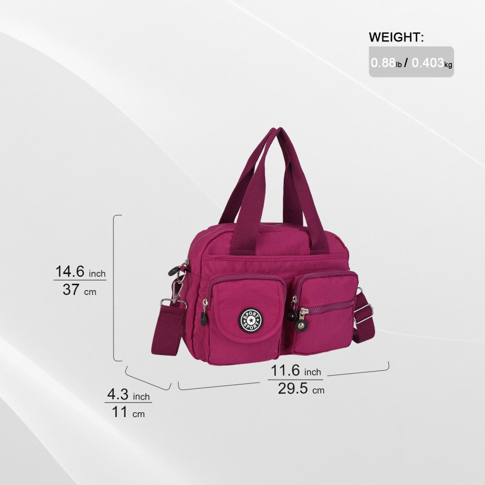 FUSHIA Voyager Utility Nylon Shoulder Bag – Waterproof Multi-Pocket Travel Handbag
