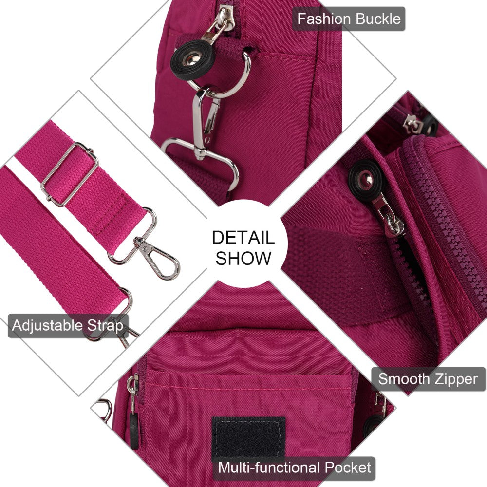 FUSHIA Voyager Utility Nylon Shoulder Bag – Waterproof Multi-Pocket Travel Handbag