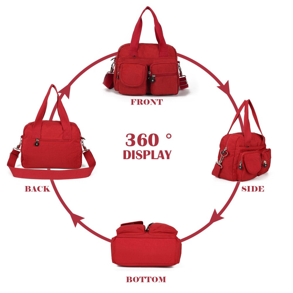 RED Voyager Utility Nylon Shoulder Bag – Waterproof Multi-Pocket Travel Handbag