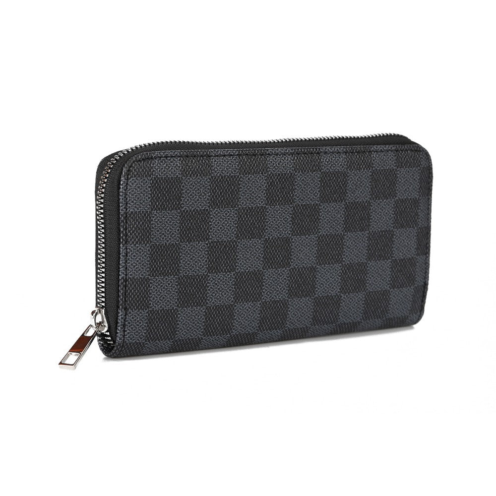 Checkered Zip-Around Long Wallet
