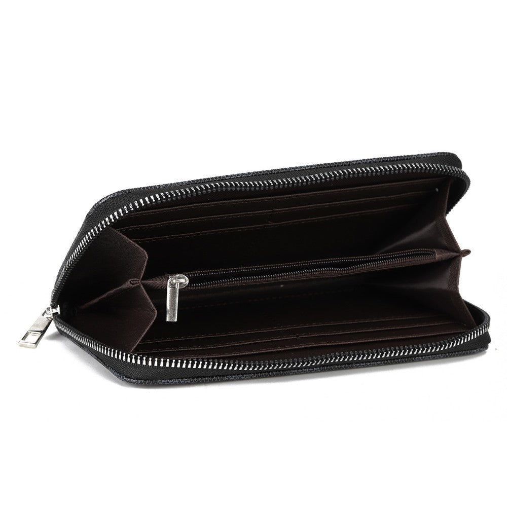Checkered Zip-Around Long Wallet