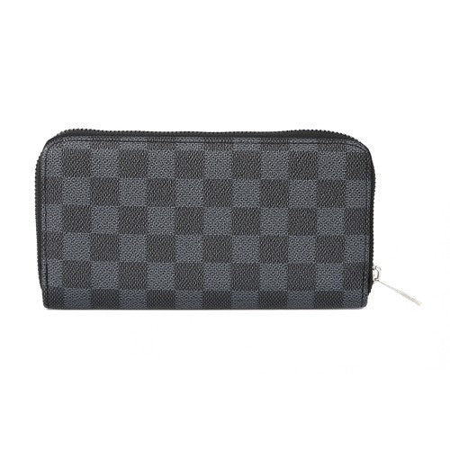 Checkered Zip-Around Long Wallet