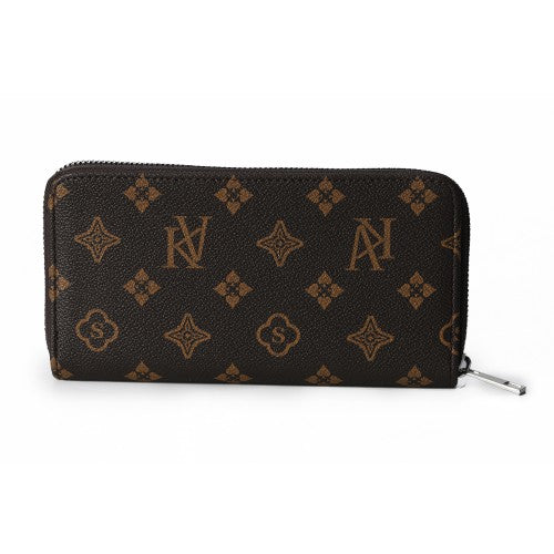 Luxury Monogram Zip Around Wallet – Brown Designer Style Long Purse
