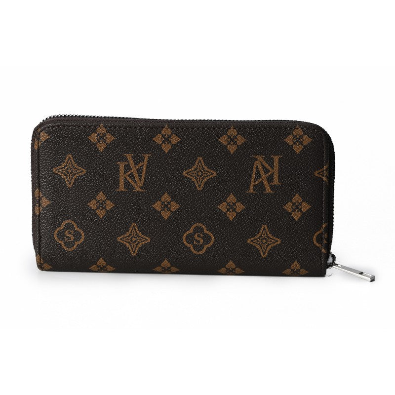 Luxury Monogram Zip Around Wallet – Brown Designer Style Long Purse