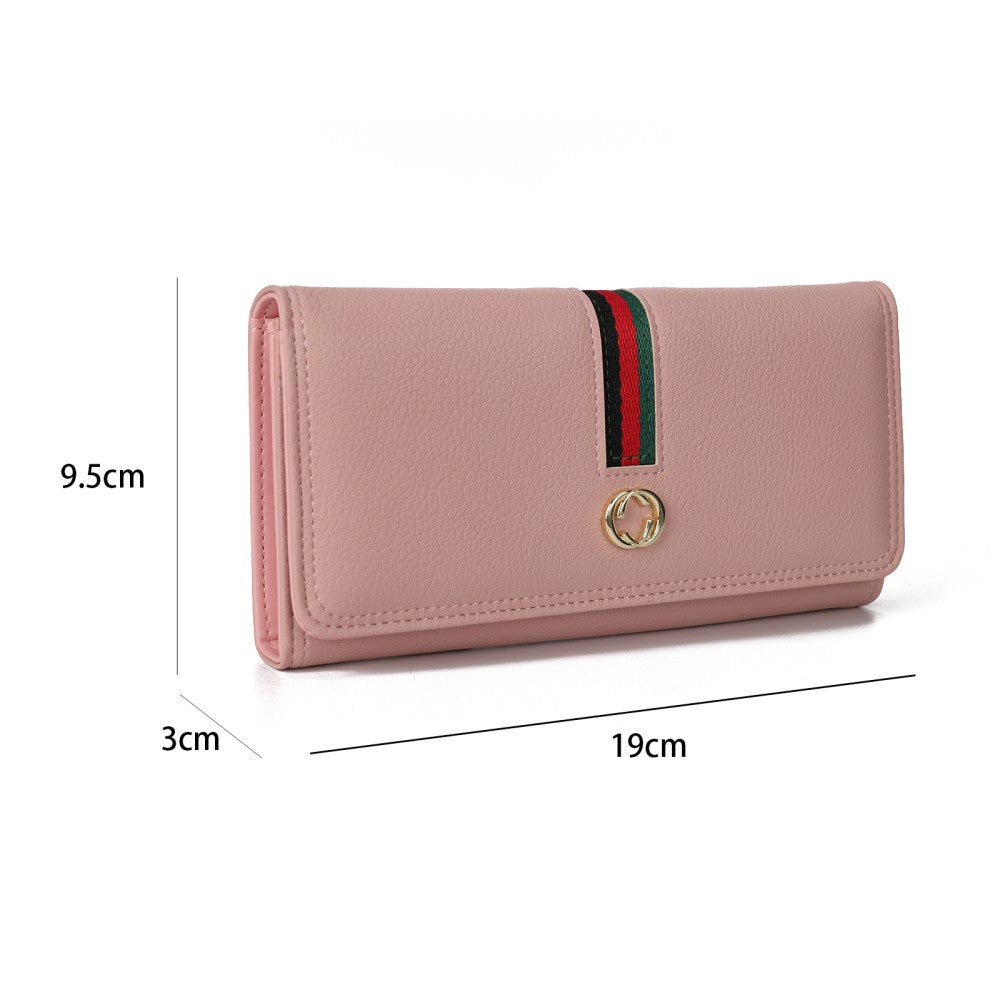 Luxury Pink Leather Wallet – Elegant Long Purse with Card & Cash Organizer