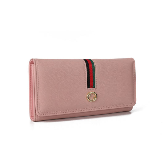 Luxury Pink Leather Wallet – Elegant Long Purse with Card & Cash Organizer