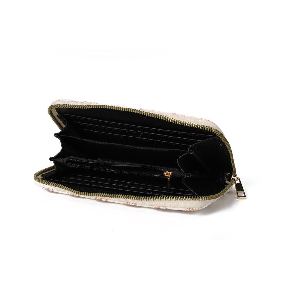 Luxury Beige PU Leather Zip Around Wallet with Card Holder & Coin Pocket