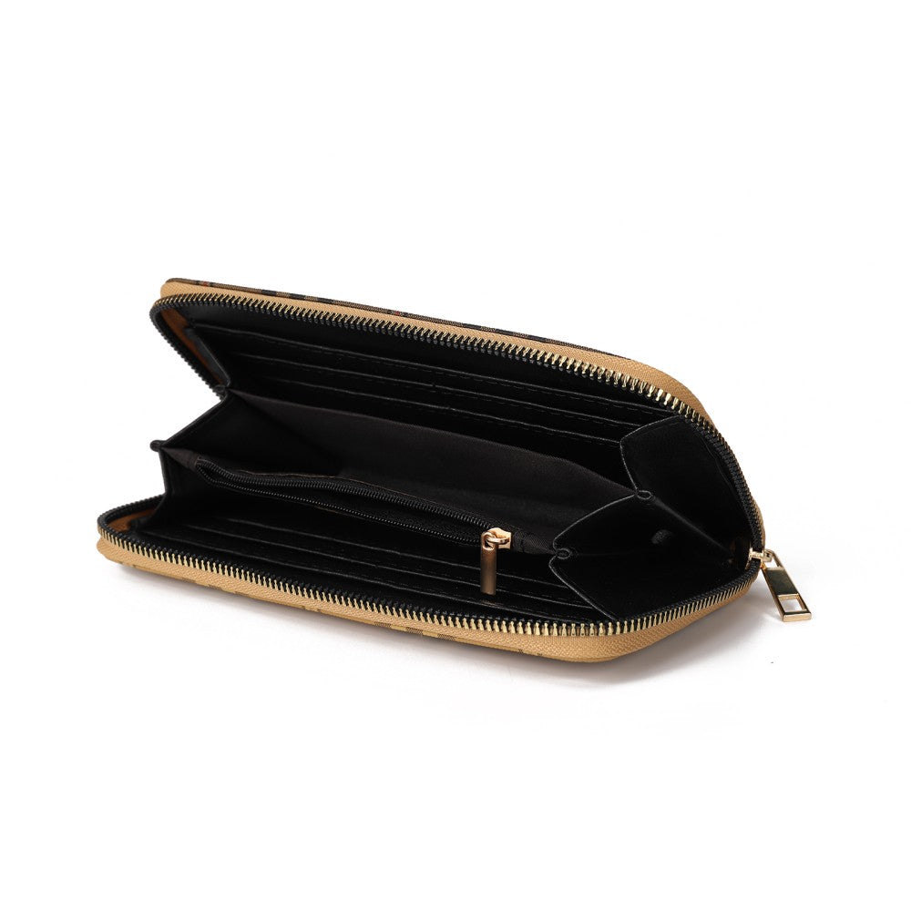 Plaid PU Leather Long Wallet – Zipper Purse with Card Holder & Coin Pocket-COFFEE