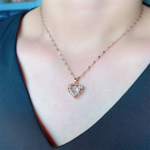 NL0046 Rose Gold Golden Heartbeat Harmony Necklace