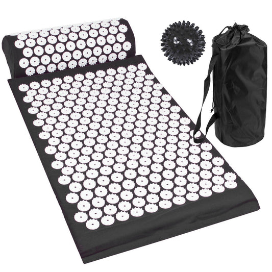 Acupressure Mat, Pillow and Ball Set - Black