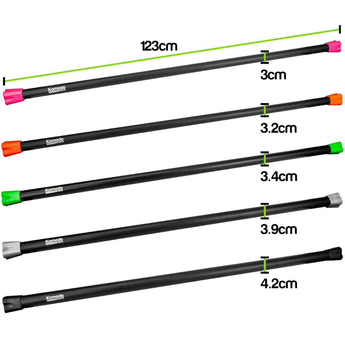 Aerobic Weighted Exercise Bar - Set of 5