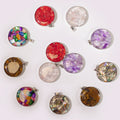 Steel-Cased Round Gemstone Pendants – Assorted (Set of 12)