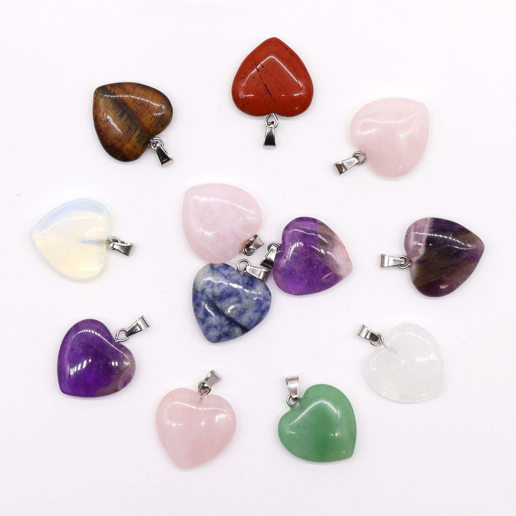 💎 Gemstone Heart Pendants – Assorted (Set of 12)