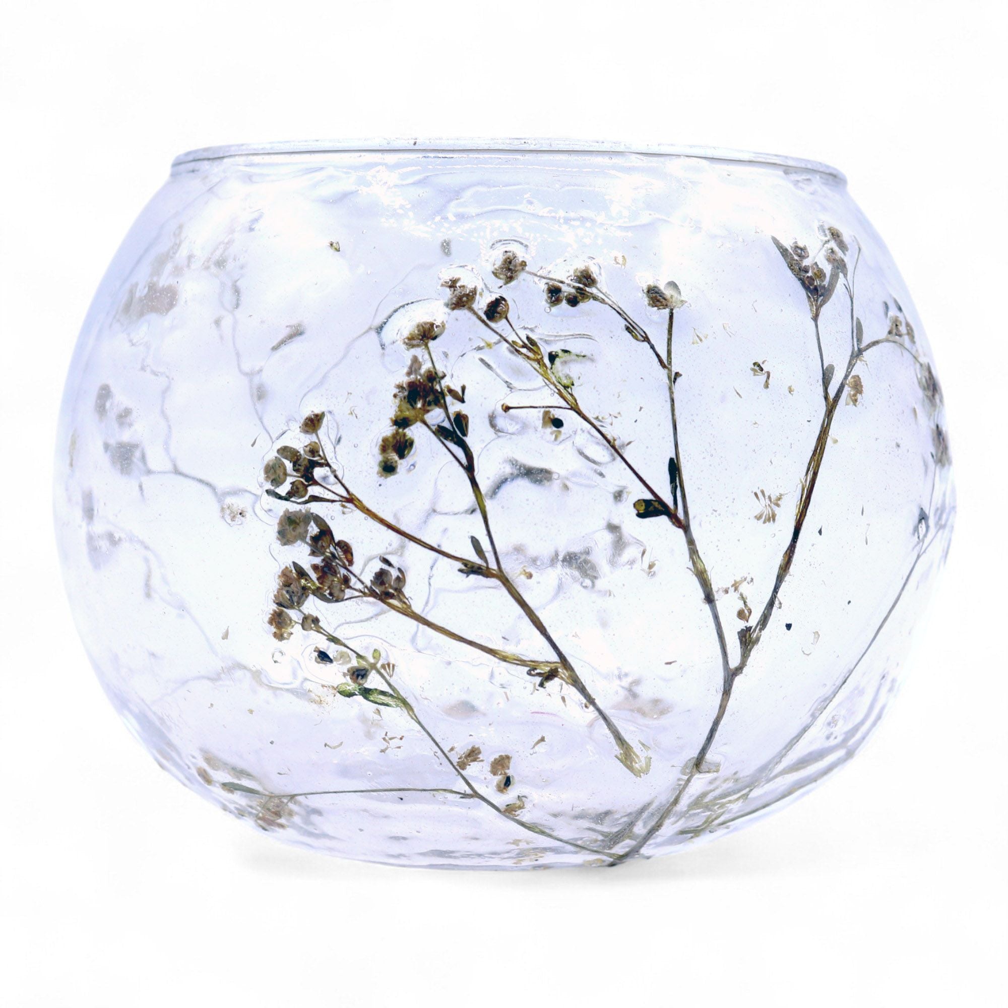 Natural Floral Glass - Bowl Candle Holder - Margarita - (8x10cm)