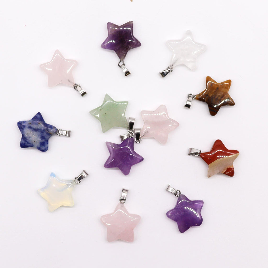 ⭐ Gemstone Star Pendants – Assorted (Set of 12)