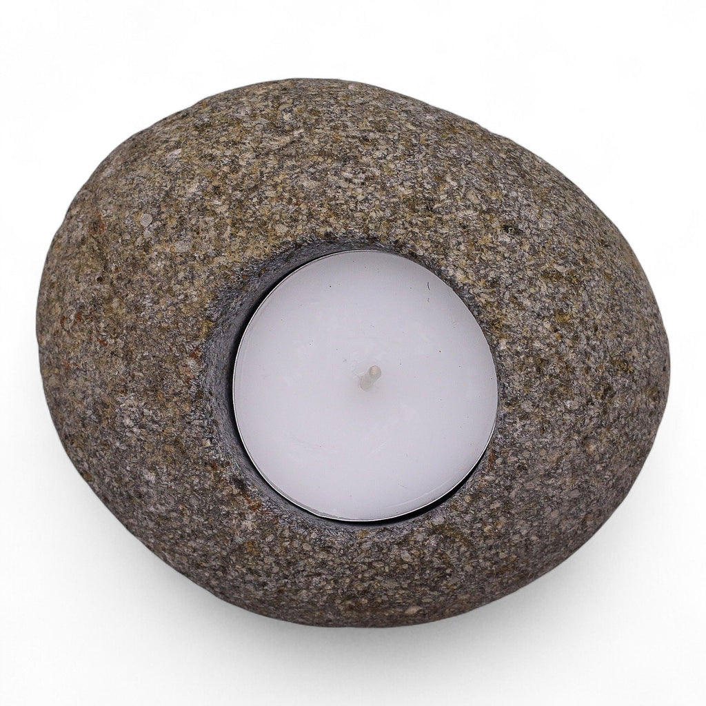 Natural Riverstone Candle Holder - Single Nightlight