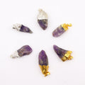 💎 6x Gemstone Amethyst Gold & Silver Plated Pendants (Assorted)