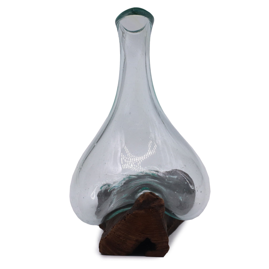Molten Glass Mini Decanter on Wood 20cm