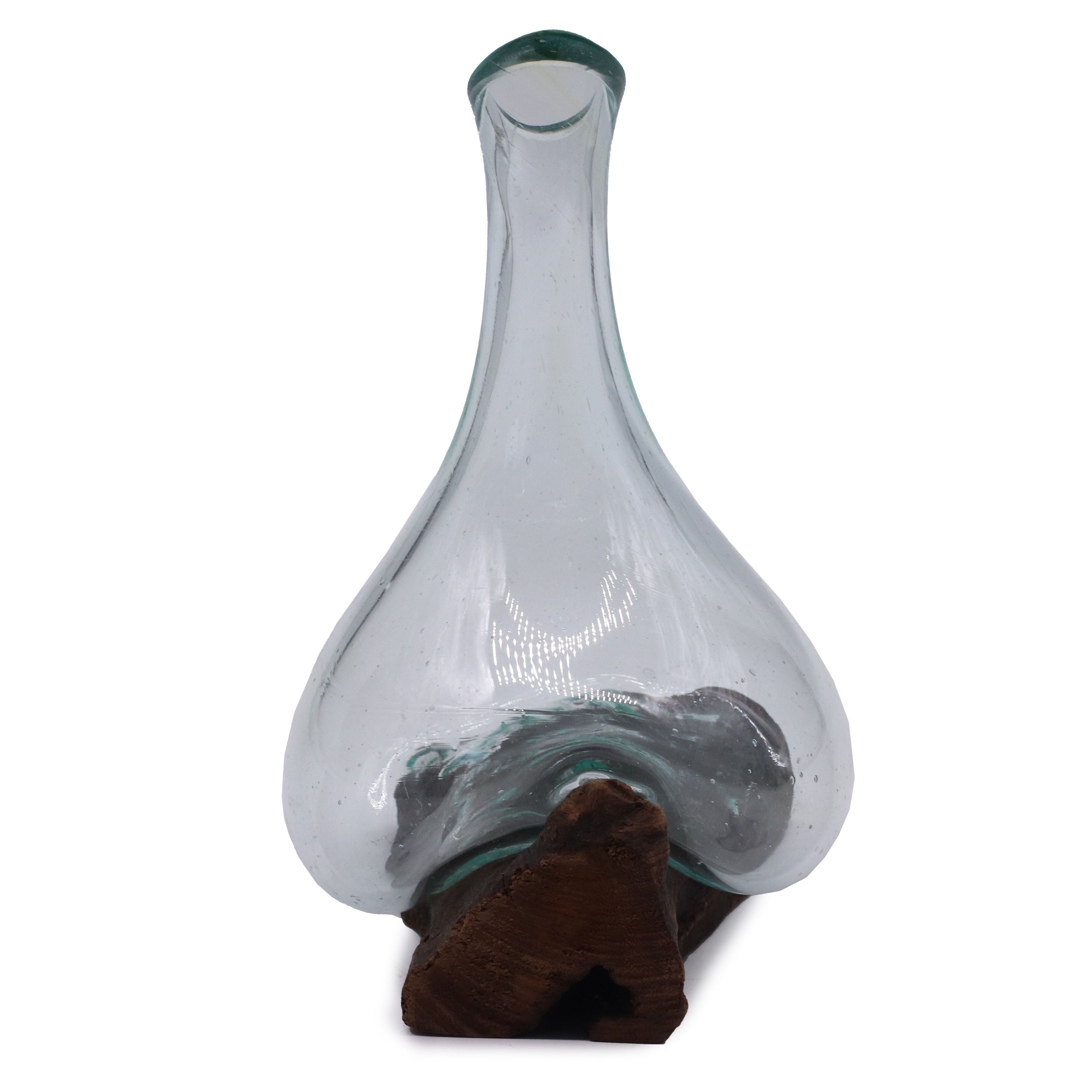 Molten Glass Mini Decanter on Wood 20cm