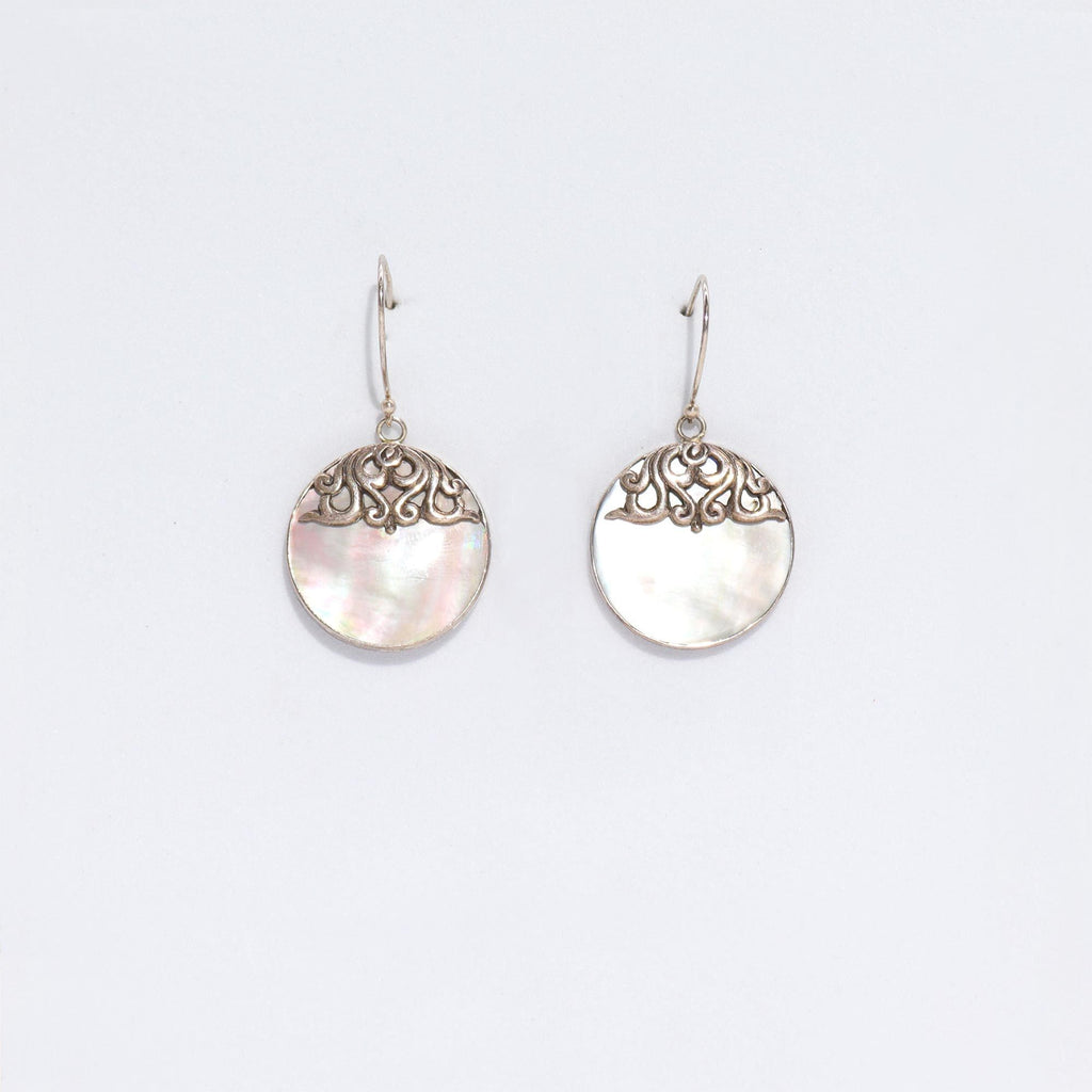 Shell & Silver Earrings - Classic Disc - MOP