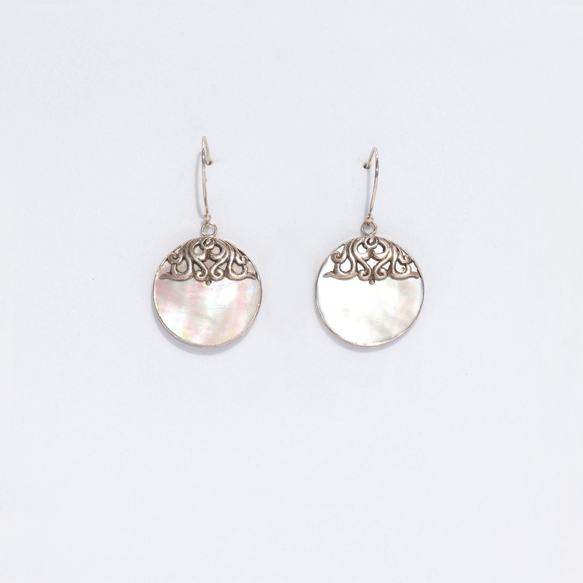 Shell & Silver Earrings - Classic Disc - MOP