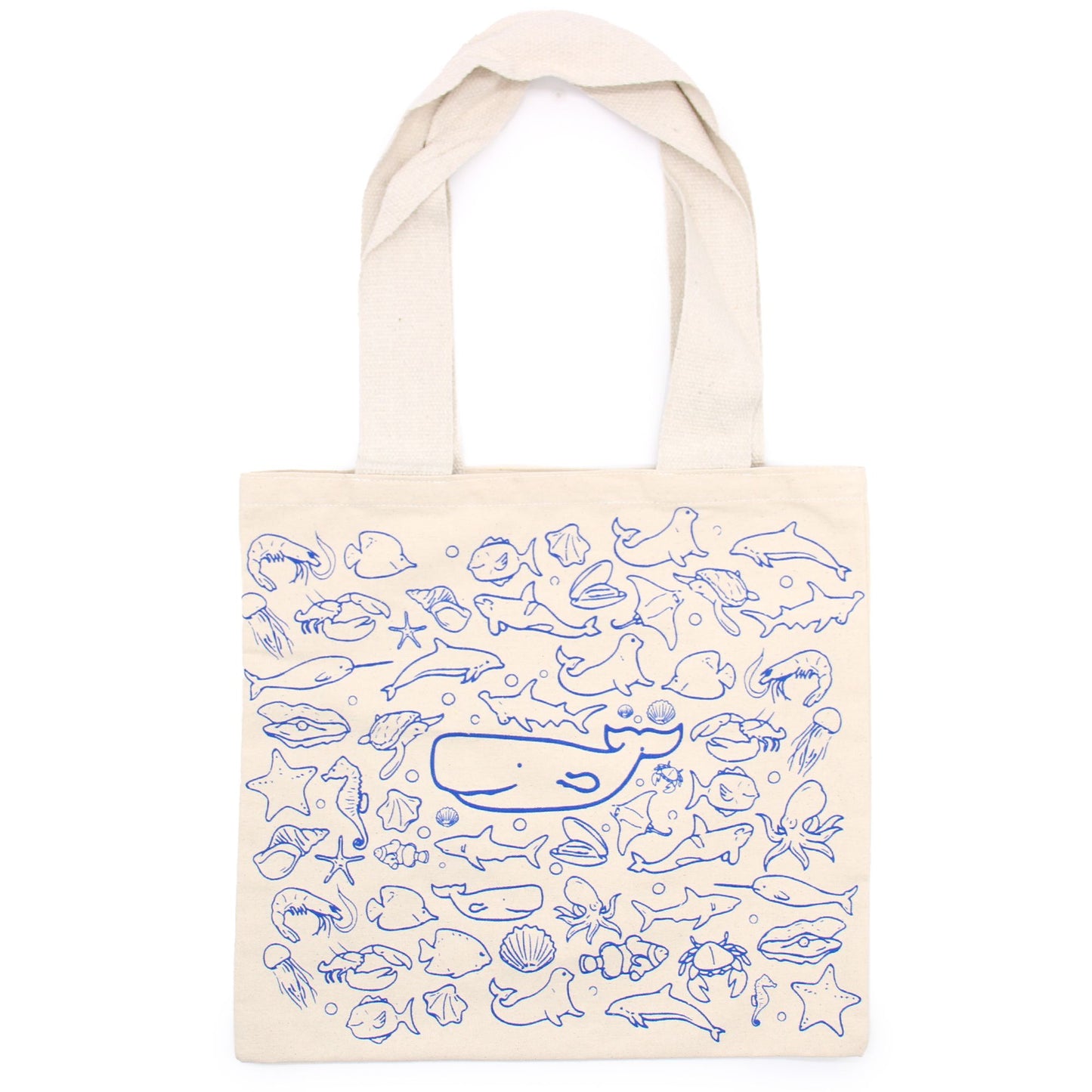 Eco-Friendly Big Cotton Shopping Bag – 10oz – Sea Life Design – 38x42 cm