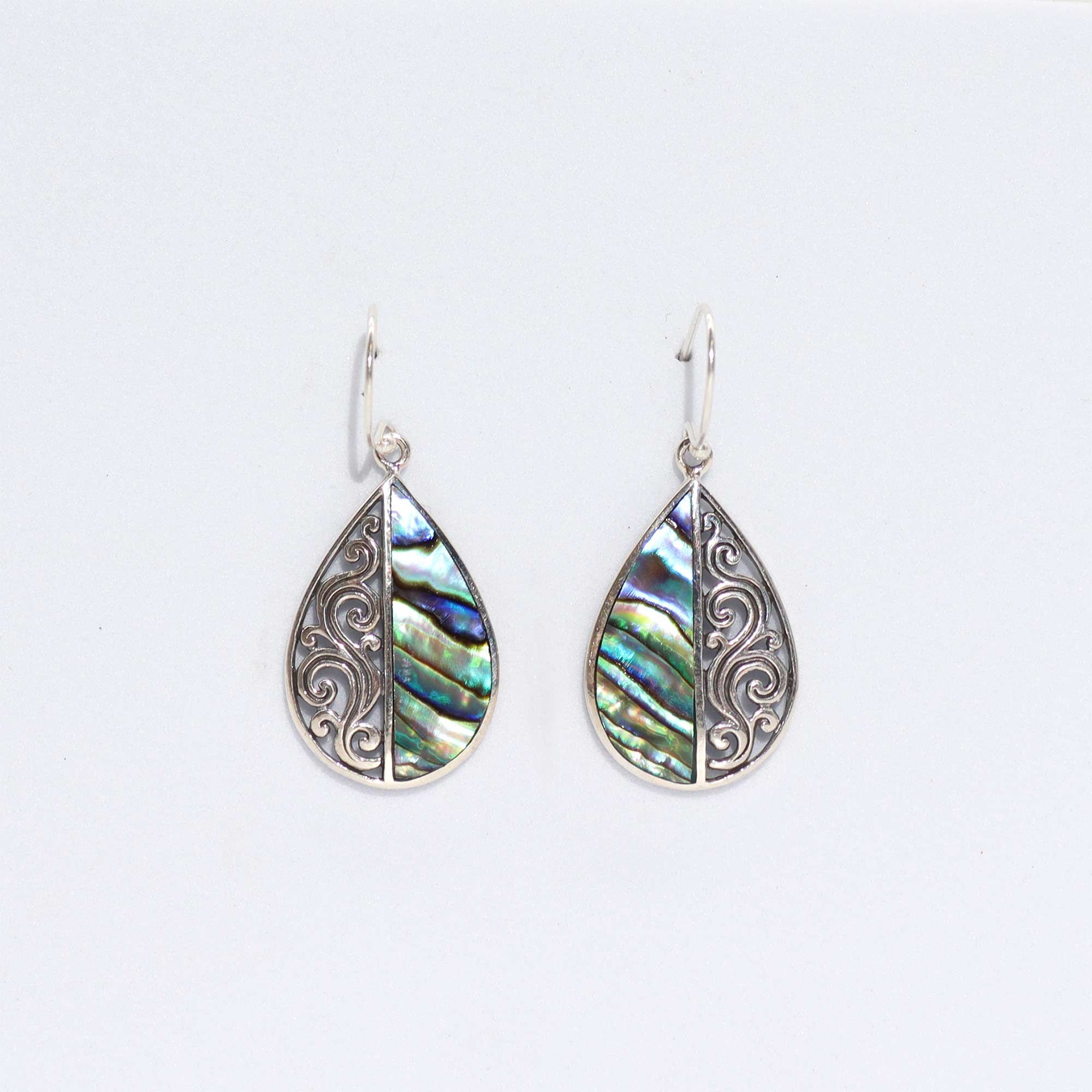 Shell & Silver Earrings - Teardrop- Abalone