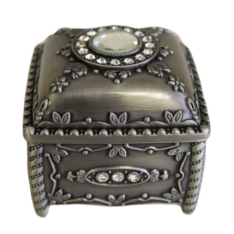 Metallene Schmuckschatullen quadratisch mit Kristallen