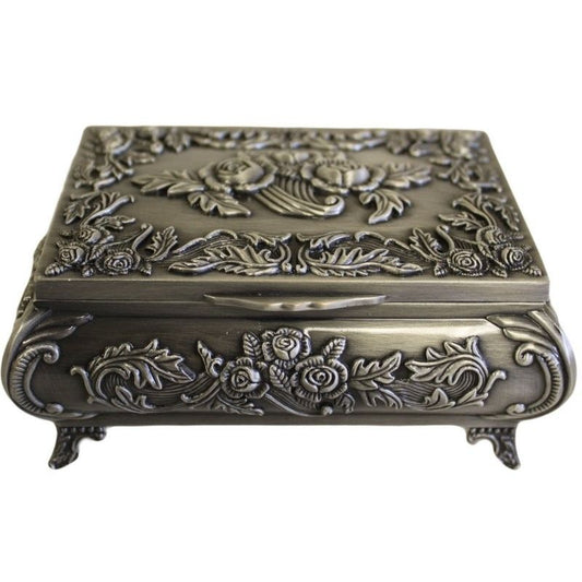 Metallene Schmuckschatullen rechteckig mit Rosen